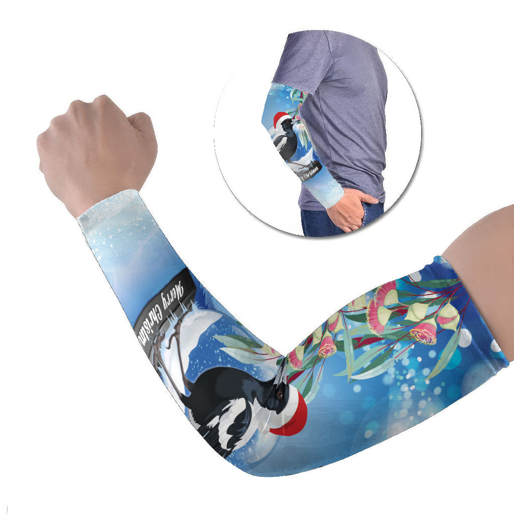 Australia Magpie Christmas In July Arm Sleeves Eucalyptus Snow Globe Merry Xmas