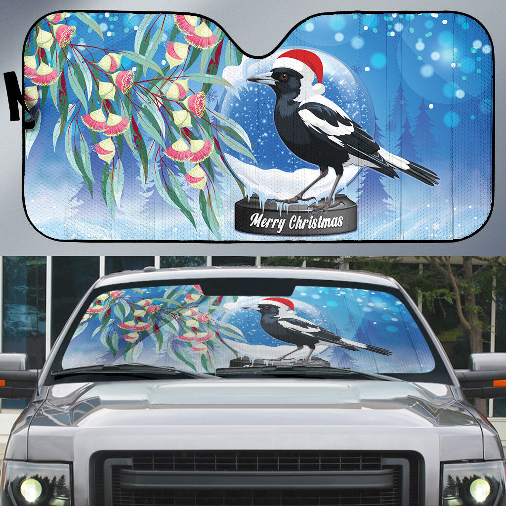 Australia Magpie Christmas In July Auto Sun Shade Eucalyptus Snow Globe Merry Xmas
