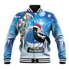 Australia Magpie Christmas In July Baseball Jacket Eucalyptus Snow Globe Merry Xmas
