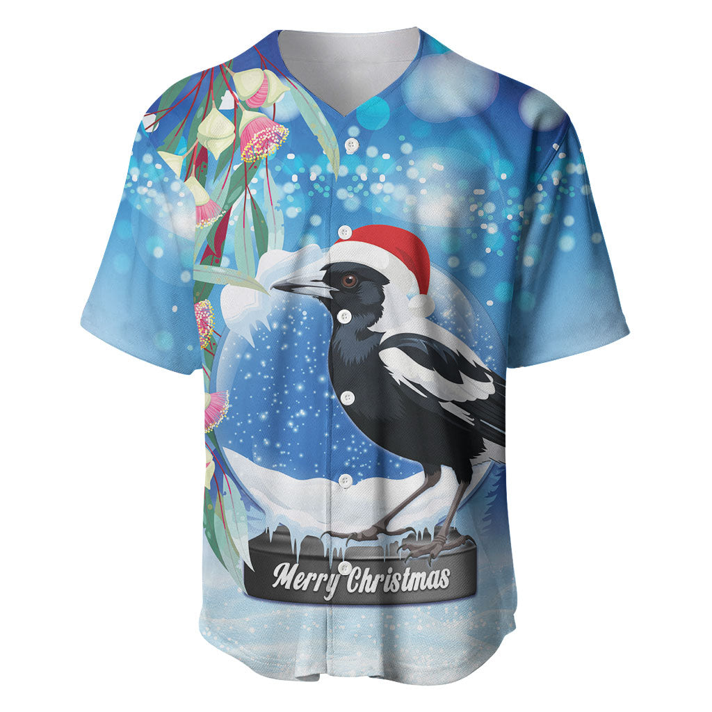 Australia Magpie Christmas In July Baseball Jersey Eucalyptus Snow Globe Merry Xmas