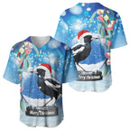 Australia Magpie Christmas In July Baseball Jersey Eucalyptus Snow Globe Merry Xmas