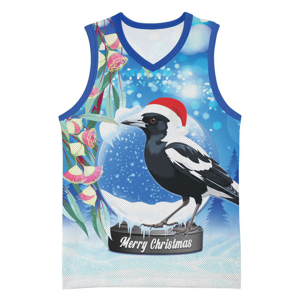 Australia Magpie Christmas In July Basketball Jersey Eucalyptus Snow Globe Merry Xmas