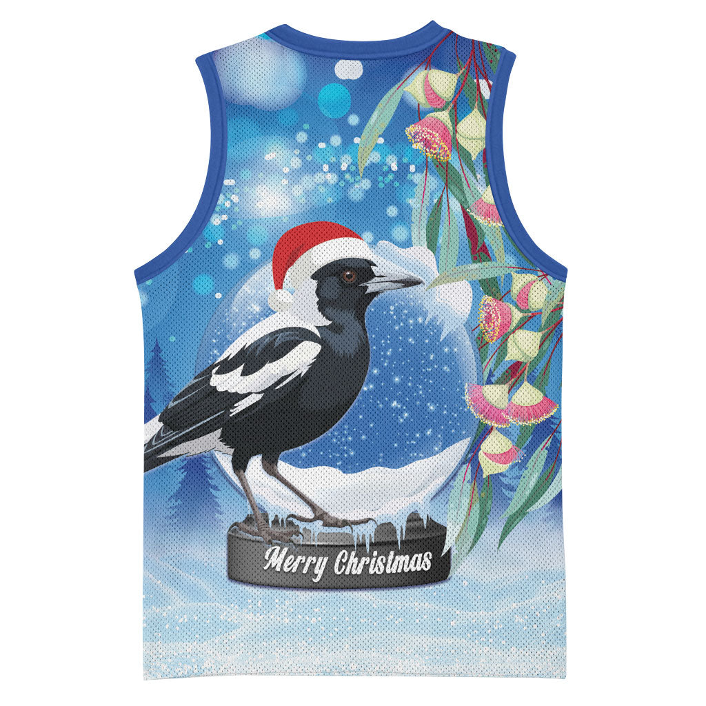 Australia Magpie Christmas In July Basketball Jersey Eucalyptus Snow Globe Merry Xmas
