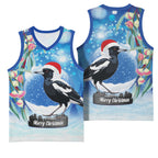 Australia Magpie Christmas In July Basketball Jersey Eucalyptus Snow Globe Merry Xmas