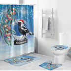 Australia Magpie Christmas In July Bathroom Set Eucalyptus Snow Globe Merry Xmas