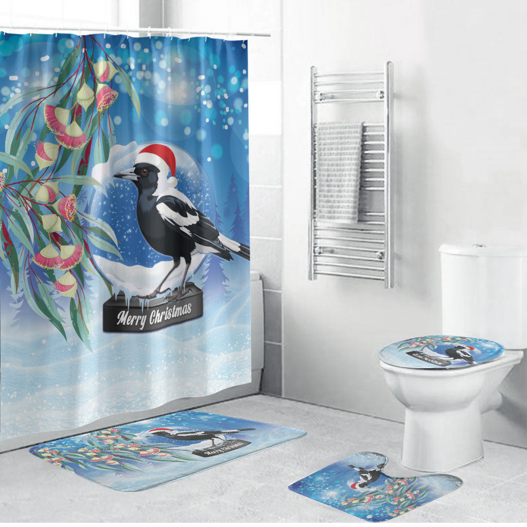 Australia Magpie Christmas In July Bathroom Set Eucalyptus Snow Globe Merry Xmas