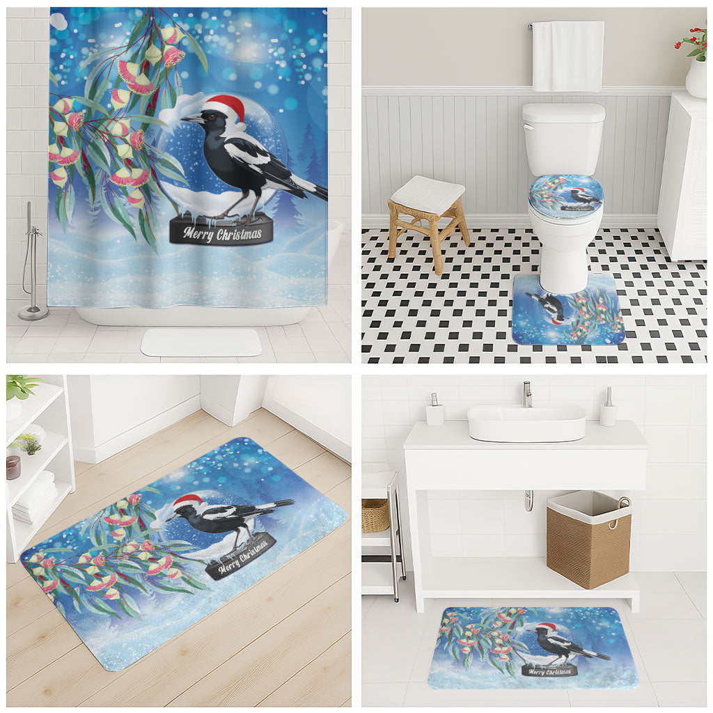Australia Magpie Christmas In July Bathroom Set Eucalyptus Snow Globe Merry Xmas