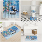Australia Magpie Christmas In July Bathroom Set Eucalyptus Snow Globe Merry Xmas