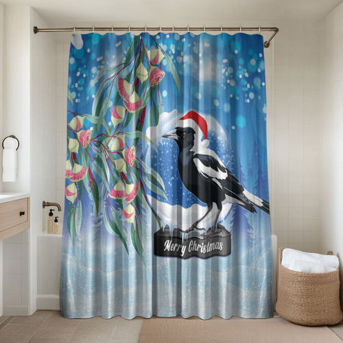 Australia Magpie Christmas In July Bathroom Set Eucalyptus Snow Globe Merry Xmas
