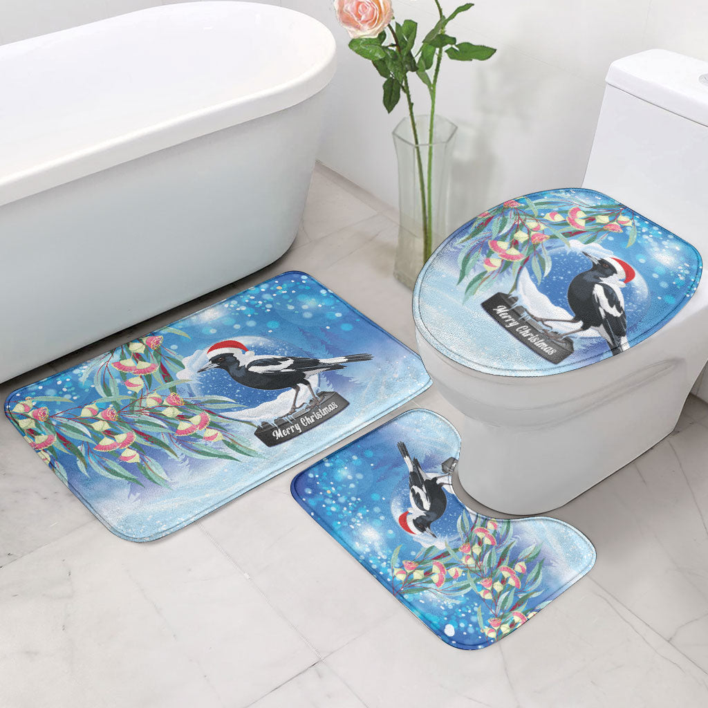 Australia Magpie Christmas In July Bathroom Set Eucalyptus Snow Globe Merry Xmas