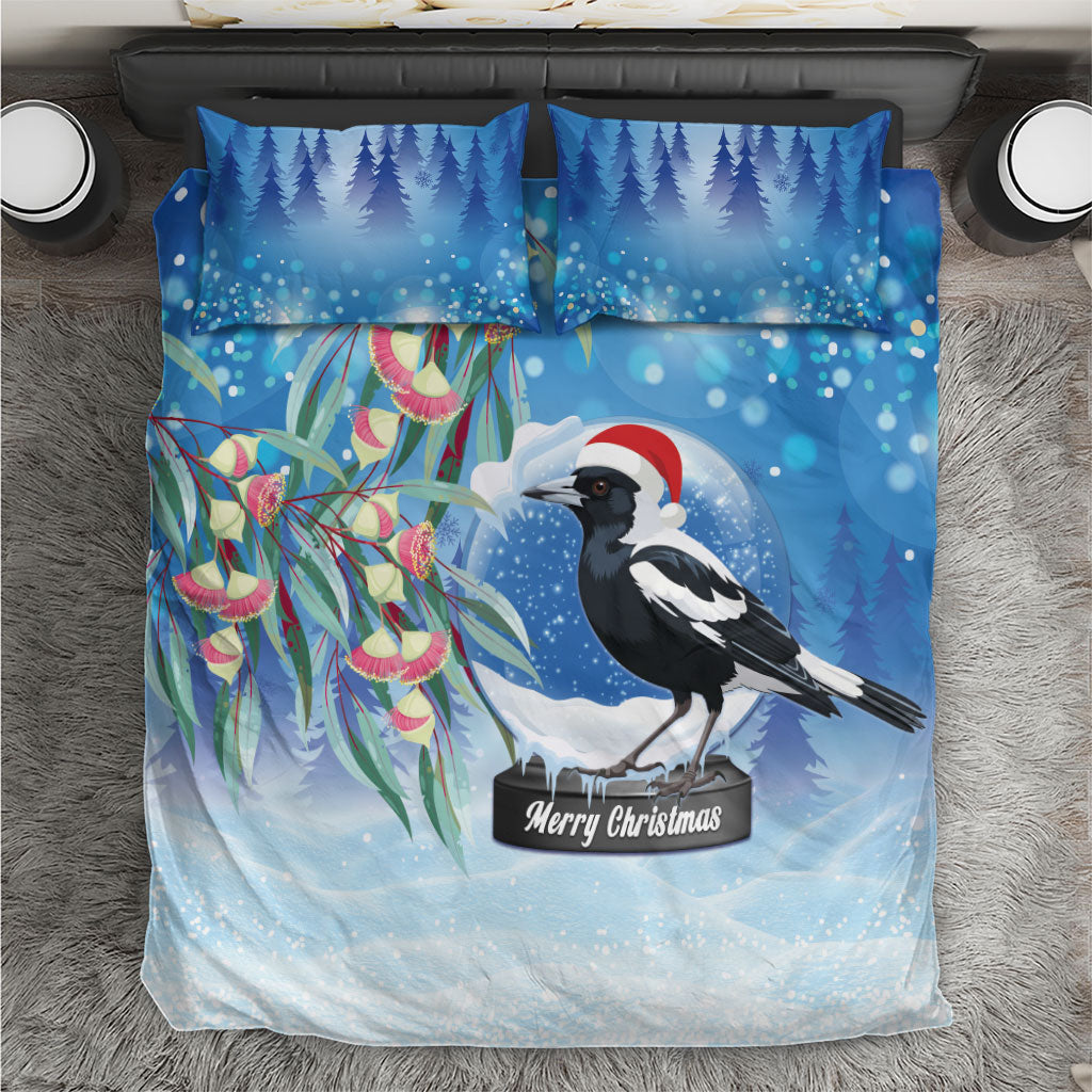 Australia Magpie Christmas In July Bedding Set Eucalyptus Snow Globe Merry Xmas