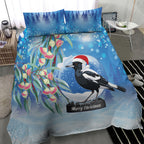 Australia Magpie Christmas In July Bedding Set Eucalyptus Snow Globe Merry Xmas