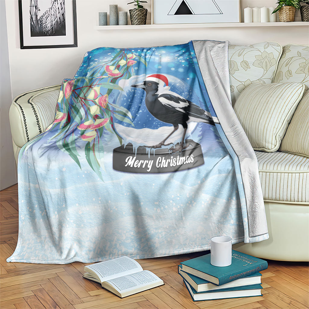 Australia Magpie Christmas In July Blanket Eucalyptus Snow Globe Merry Xmas