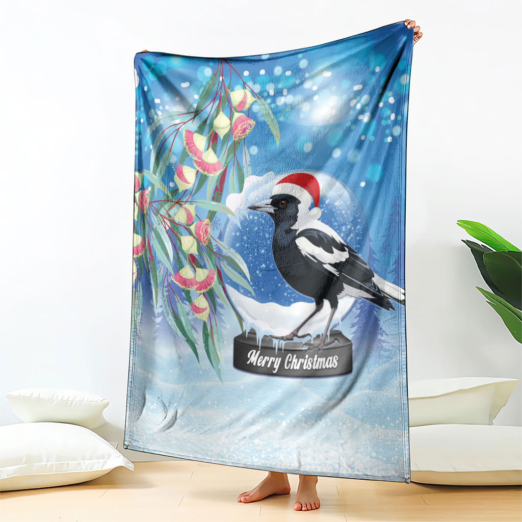 Australia Magpie Christmas In July Blanket Eucalyptus Snow Globe Merry Xmas