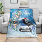 Australia Magpie Christmas In July Blanket Eucalyptus Snow Globe Merry Xmas