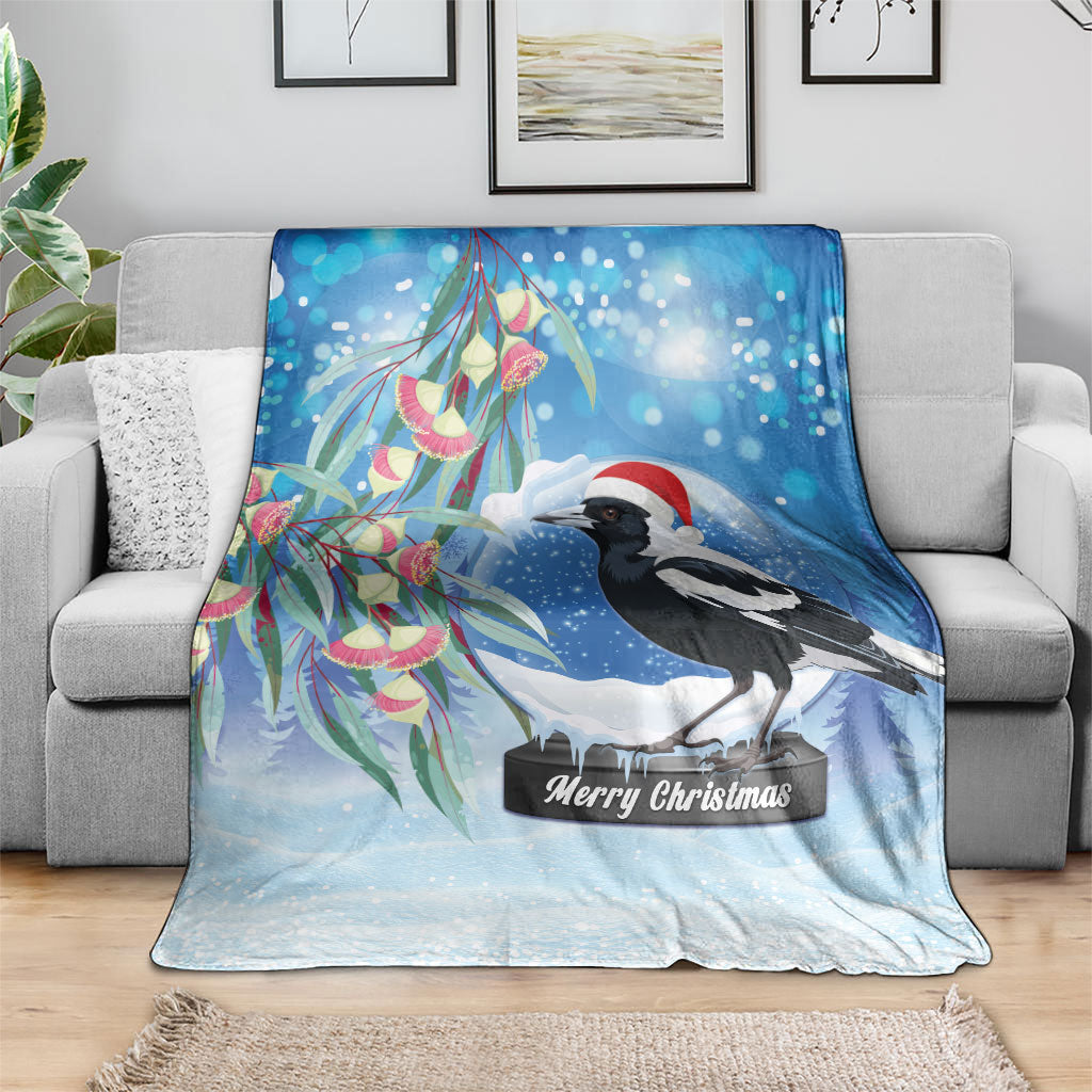 Australia Magpie Christmas In July Blanket Eucalyptus Snow Globe Merry Xmas