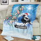 Australia Magpie Christmas In July Blanket Eucalyptus Snow Globe Merry Xmas
