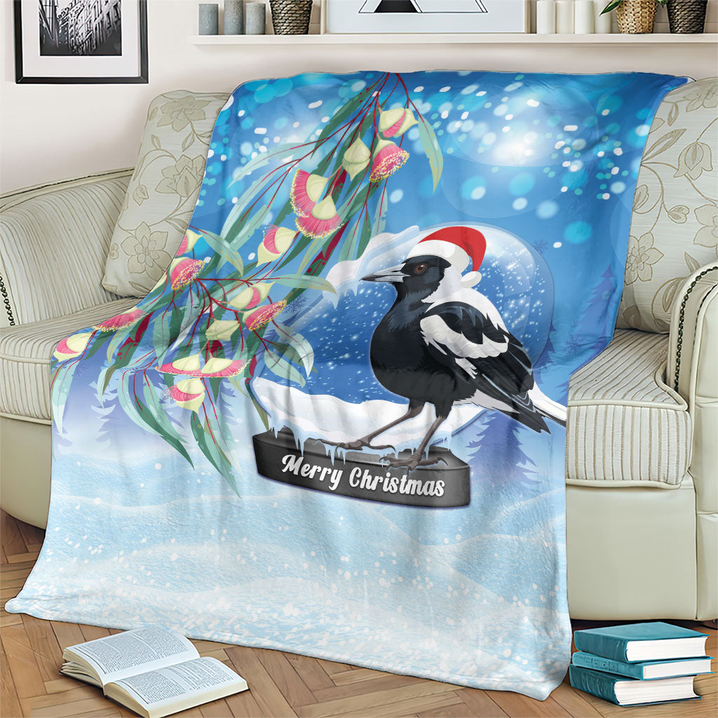 Australia Magpie Christmas In July Blanket Eucalyptus Snow Globe Merry Xmas