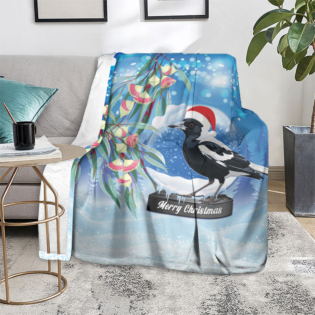 Australia Magpie Christmas In July Blanket Eucalyptus Snow Globe Merry Xmas