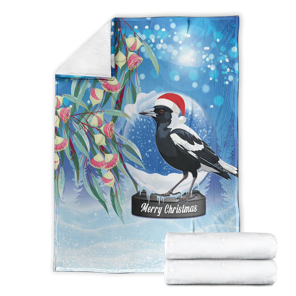 Australia Magpie Christmas In July Blanket Eucalyptus Snow Globe Merry Xmas