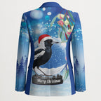 Australia Magpie Christmas In July Blazer Eucalyptus Snow Globe Merry Xmas