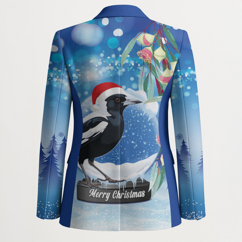 Australia Magpie Christmas In July Blazer Eucalyptus Snow Globe Merry Xmas