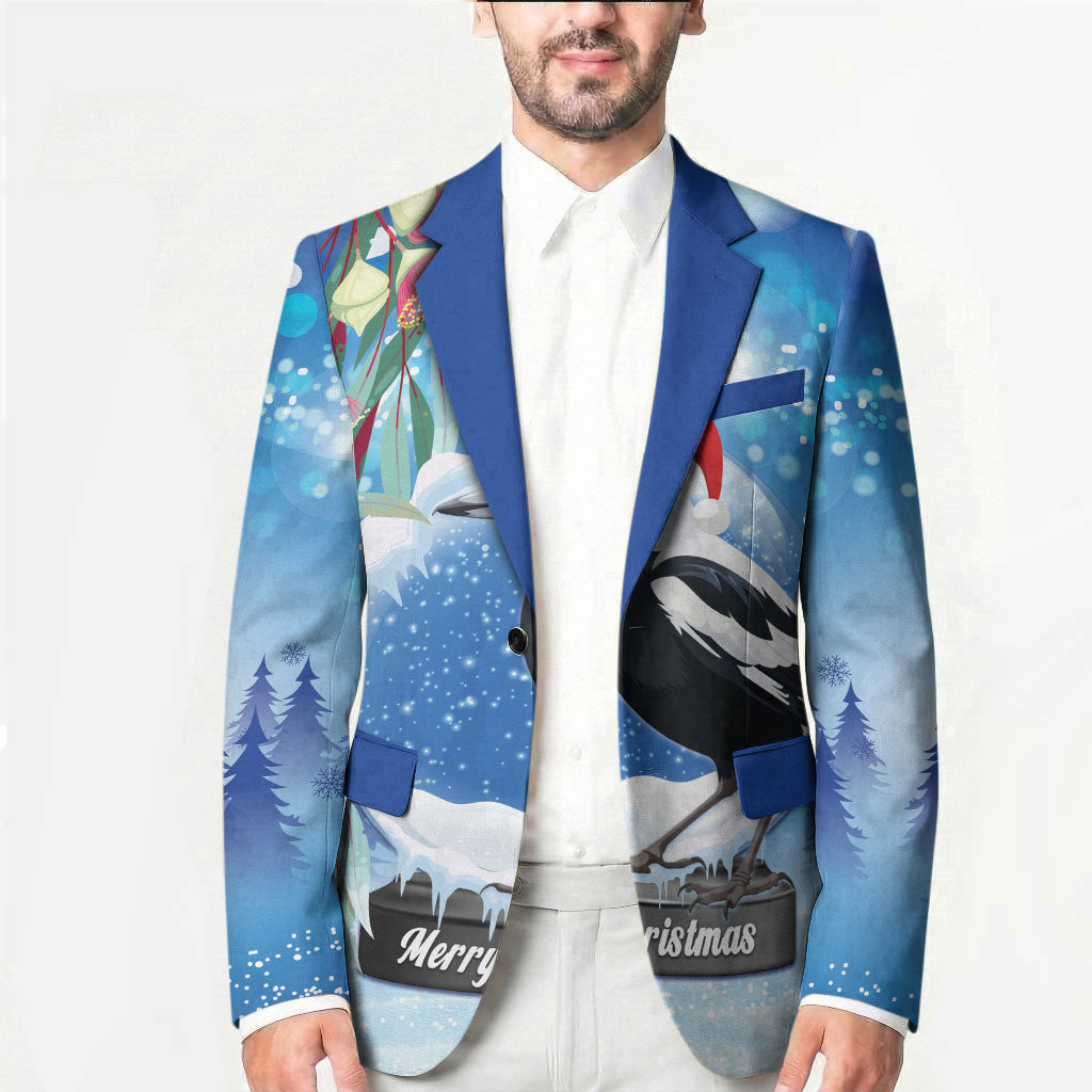 Australia Magpie Christmas In July Blazer Eucalyptus Snow Globe Merry Xmas