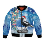 Australia Magpie Christmas In July Bomber Jacket Eucalyptus Snow Globe Merry Xmas