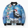 Australia Magpie Christmas In July Bomber Puffer Jacket Eucalyptus Snow Globe Merry Xmas