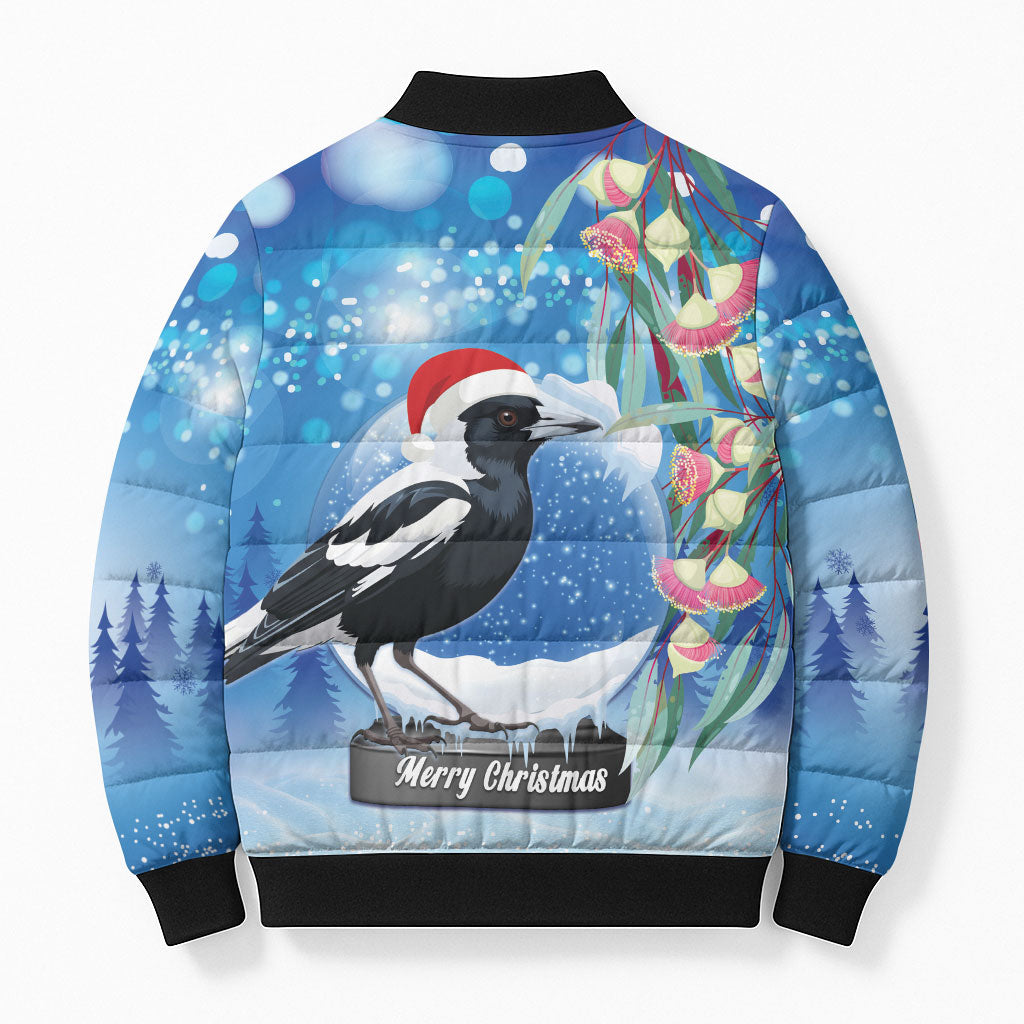 Australia Magpie Christmas In July Bomber Puffer Jacket Eucalyptus Snow Globe Merry Xmas