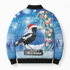 Australia Magpie Christmas In July Bomber Puffer Jacket Eucalyptus Snow Globe Merry Xmas