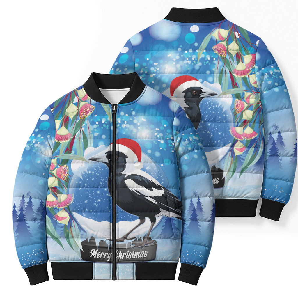 Australia Magpie Christmas In July Bomber Puffer Jacket Eucalyptus Snow Globe Merry Xmas