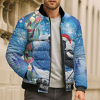 Australia Magpie Christmas In July Bomber Puffer Jacket Eucalyptus Snow Globe Merry Xmas