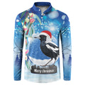 Australia Magpie Christmas In July Button Sweatshirt Eucalyptus Snow Globe Merry Xmas