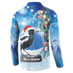 Australia Magpie Christmas In July Button Sweatshirt Eucalyptus Snow Globe Merry Xmas