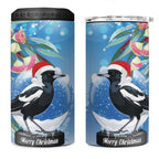 Australia Magpie Christmas In July 4 in 1 Can Cooler Tumbler Eucalyptus Snow Globe Merry Xmas