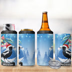 Australia Magpie Christmas In July 4 in 1 Can Cooler Tumbler Eucalyptus Snow Globe Merry Xmas