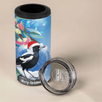 Australia Magpie Christmas In July 4 in 1 Can Cooler Tumbler Eucalyptus Snow Globe Merry Xmas