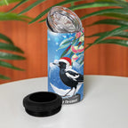 Australia Magpie Christmas In July 4 in 1 Can Cooler Tumbler Eucalyptus Snow Globe Merry Xmas
