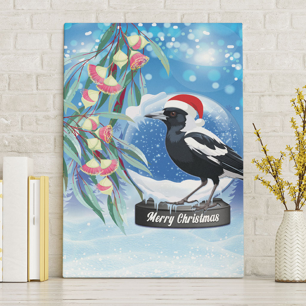 Australia Magpie Christmas In July Canvas Wall Art Eucalyptus Snow Globe Merry Xmas