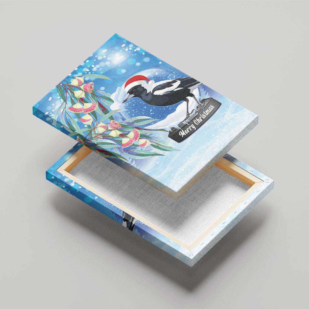 Australia Magpie Christmas In July Canvas Wall Art Eucalyptus Snow Globe Merry Xmas