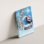 Australia Magpie Christmas In July Canvas Wall Art Eucalyptus Snow Globe Merry Xmas
