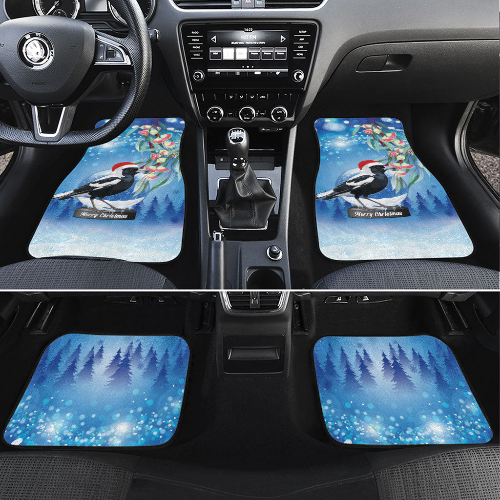 Australia Magpie Christmas In July Car Mats Eucalyptus Snow Globe Merry Xmas