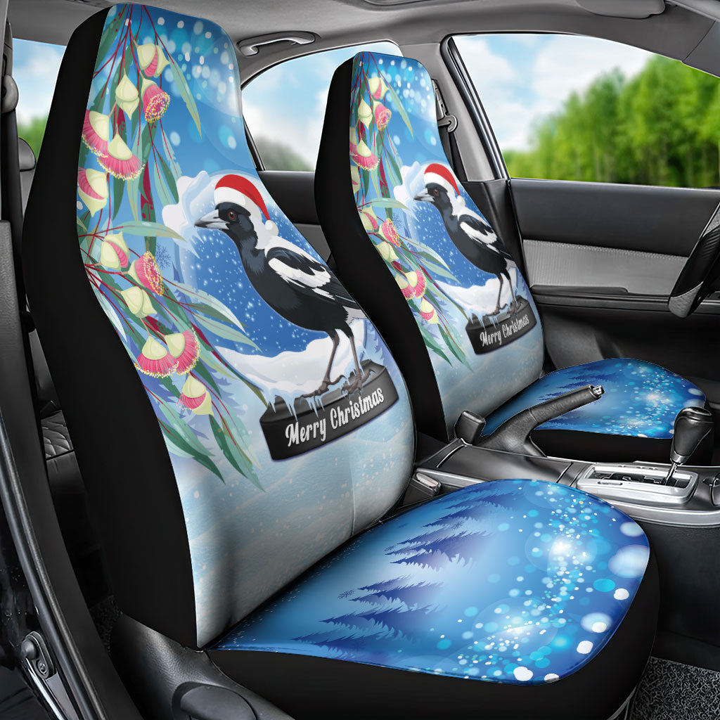 Australia Magpie Christmas In July Car Seat Cover Eucalyptus Snow Globe Merry Xmas