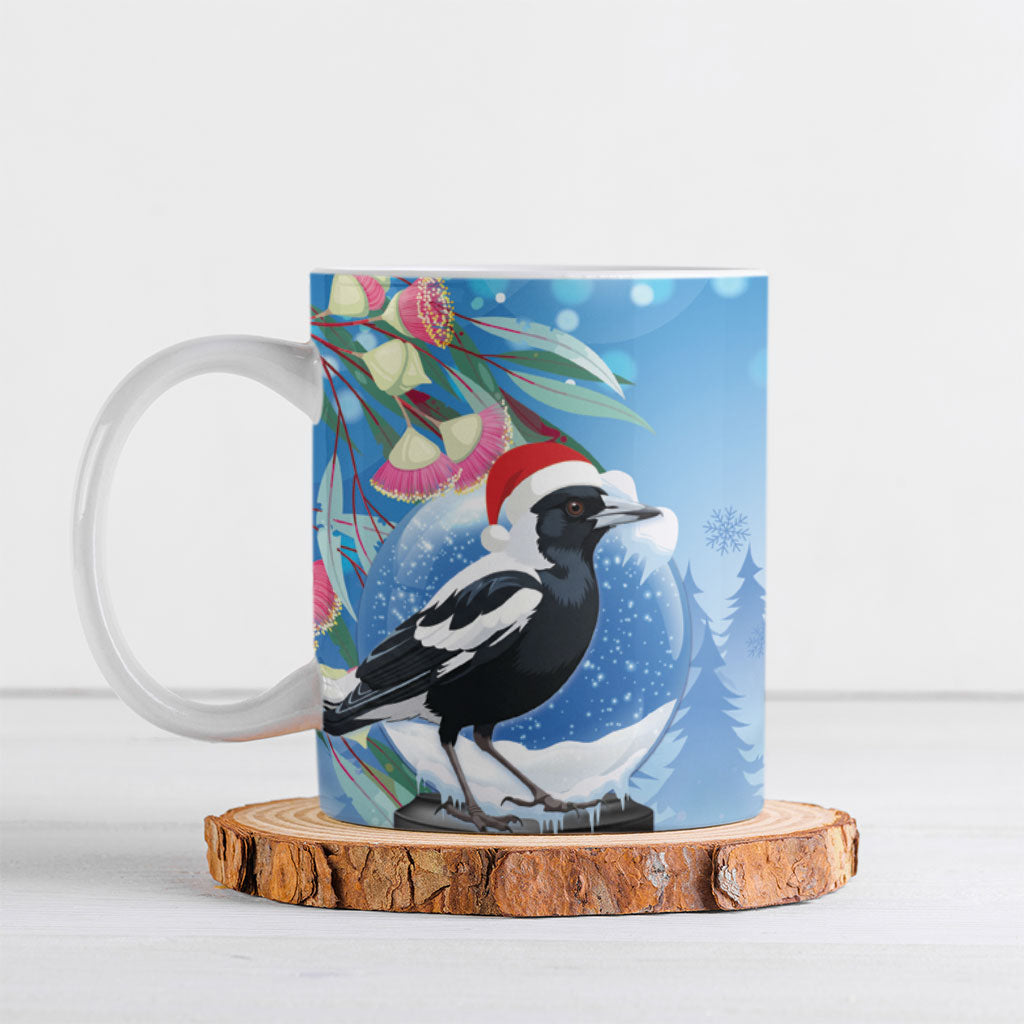 Australia Magpie Christmas In July Ceramic Mug Eucalyptus Snow Globe Merry Xmas