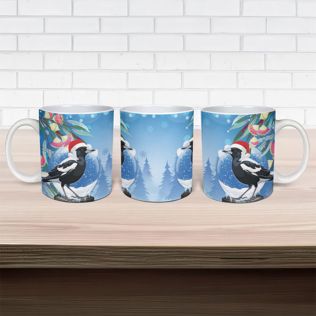 Australia Magpie Christmas In July Ceramic Mug Eucalyptus Snow Globe Merry Xmas