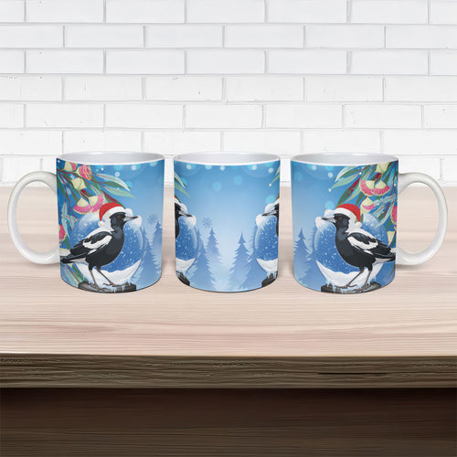 Australia Magpie Christmas In July Ceramic Mug Eucalyptus Snow Globe Merry Xmas