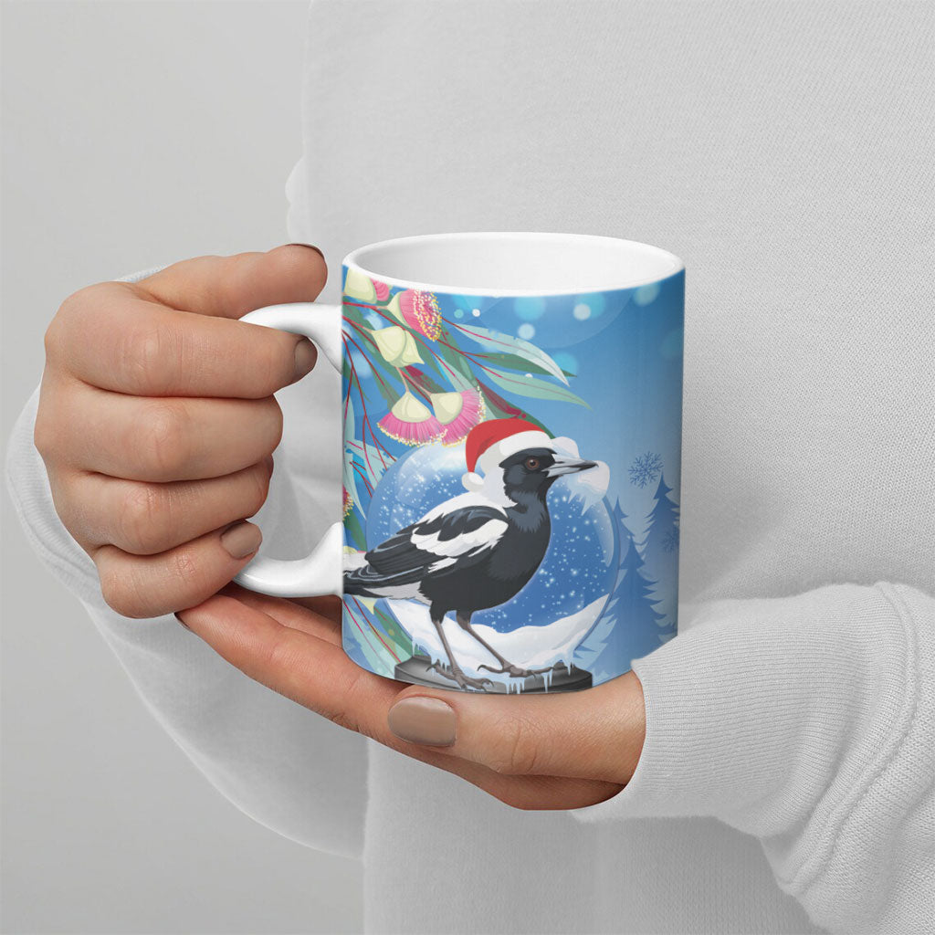 Australia Magpie Christmas In July Ceramic Mug Eucalyptus Snow Globe Merry Xmas