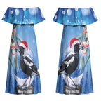 Australia Magpie Christmas In July Couples Matching Off Shoulder Maxi Dress and Long Sleeve Button Shirt Eucalyptus Snow Globe Merry Xmas LT22
