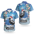 Australia Magpie Christmas In July Couples Matching Off Shoulder Short Dress and Hawaiian Shirt Eucalyptus Snow Globe Merry Xmas LT22